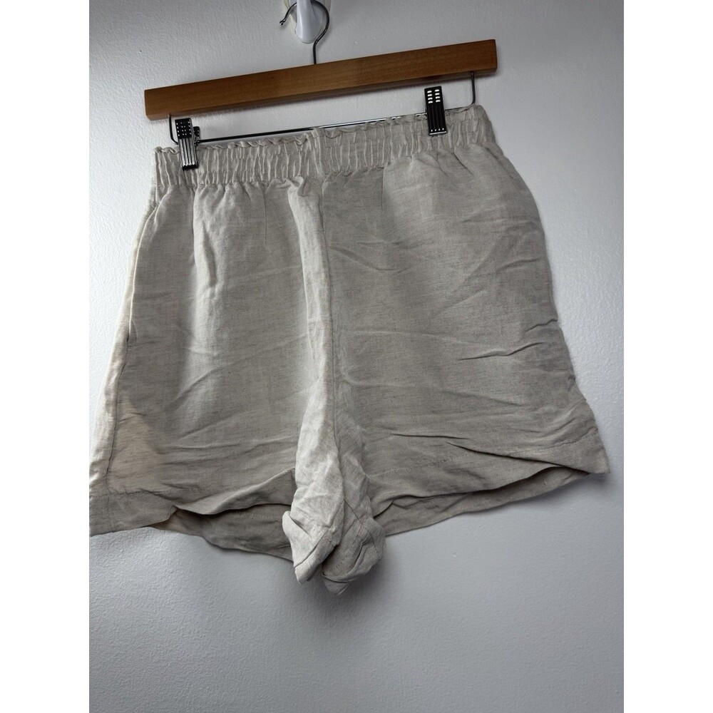 H & M Women’s Beige Linen Blend Pull On Shorts Size S - Picture 2 of 6
